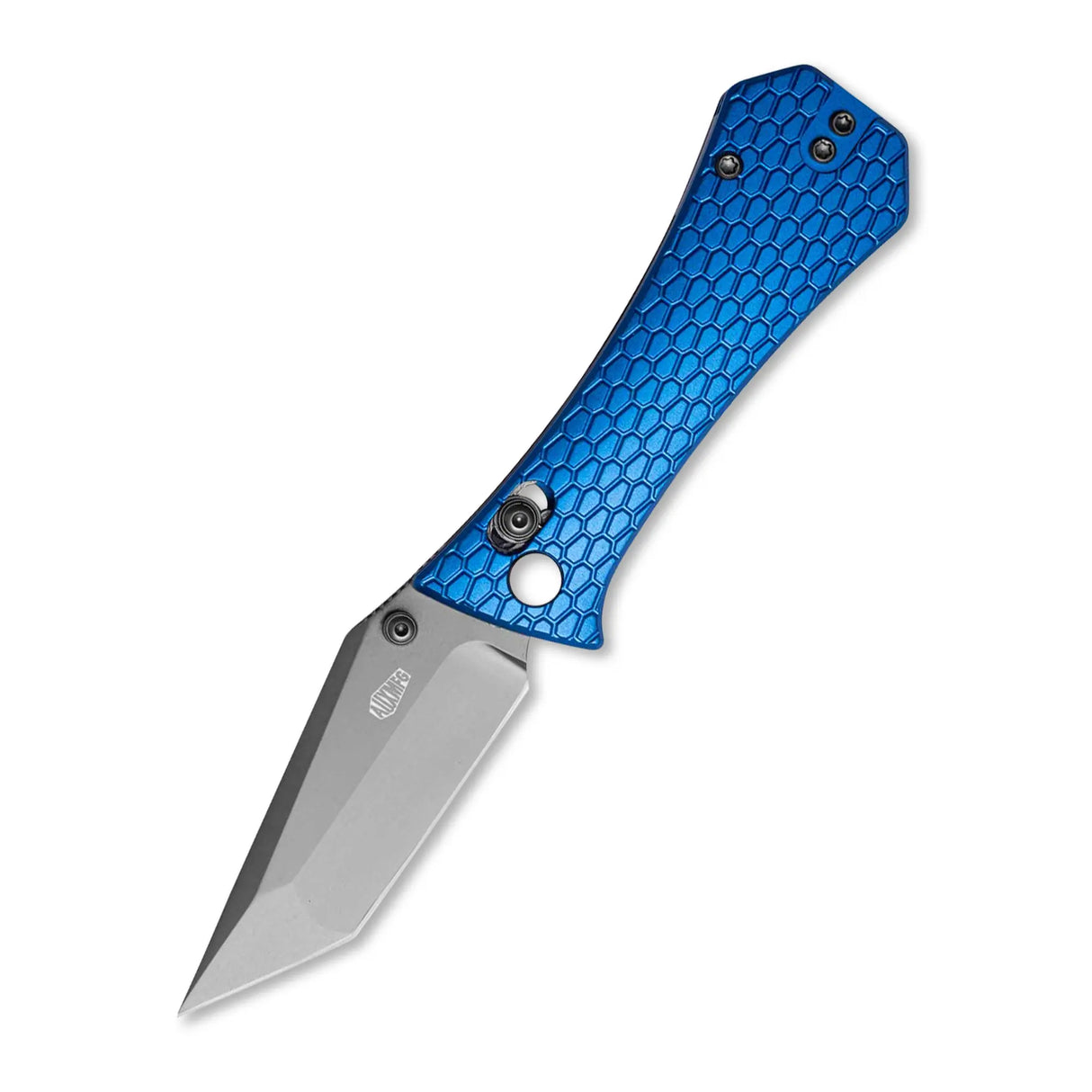 Coffin Tanto Deadhead Crossbar | Blue Aluminium + Smoke PVD 14C28N