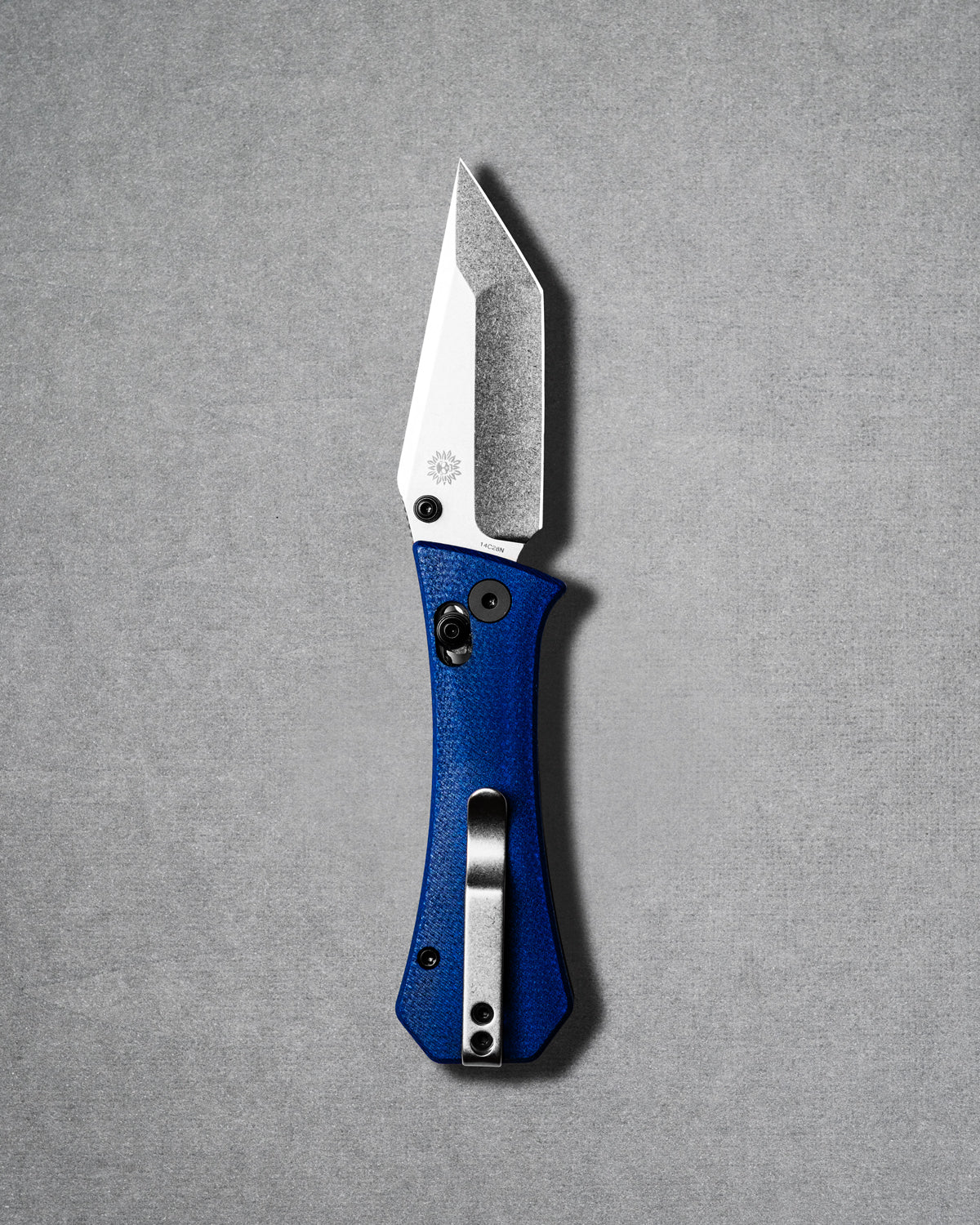 Coffin Tanto Deadhead Crossbar | Blue Micarta + 14C28N