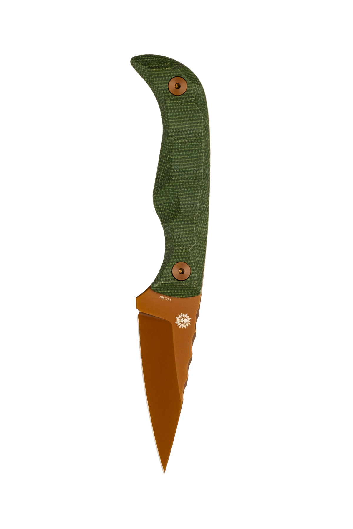 Karl Jr Deadhead Fixed | Green Micarta + Rose Gold PVD 14C28N