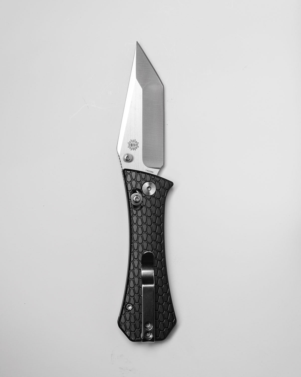 Coffin Tanto Deadhead Crossbar | Grey Aluminium + Stonewash 14C28N