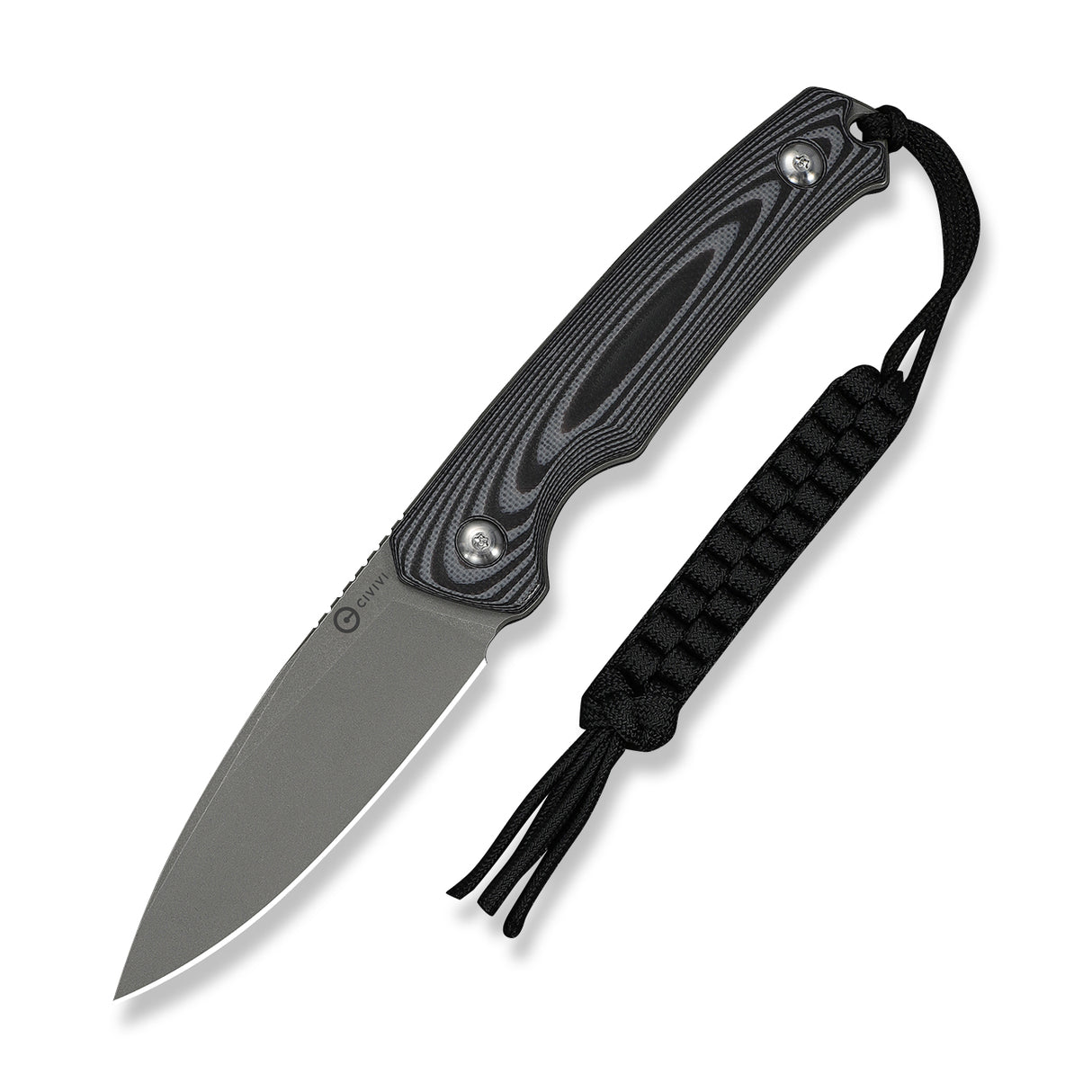 Altus Fixed Blade | Grey & Black Layered G10 + Greywash 14C28N