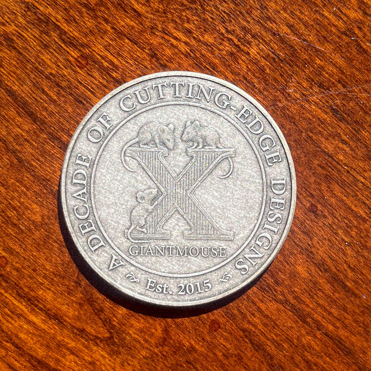 GiantMouse 10 Year Jubilee Coin | Antique Silver