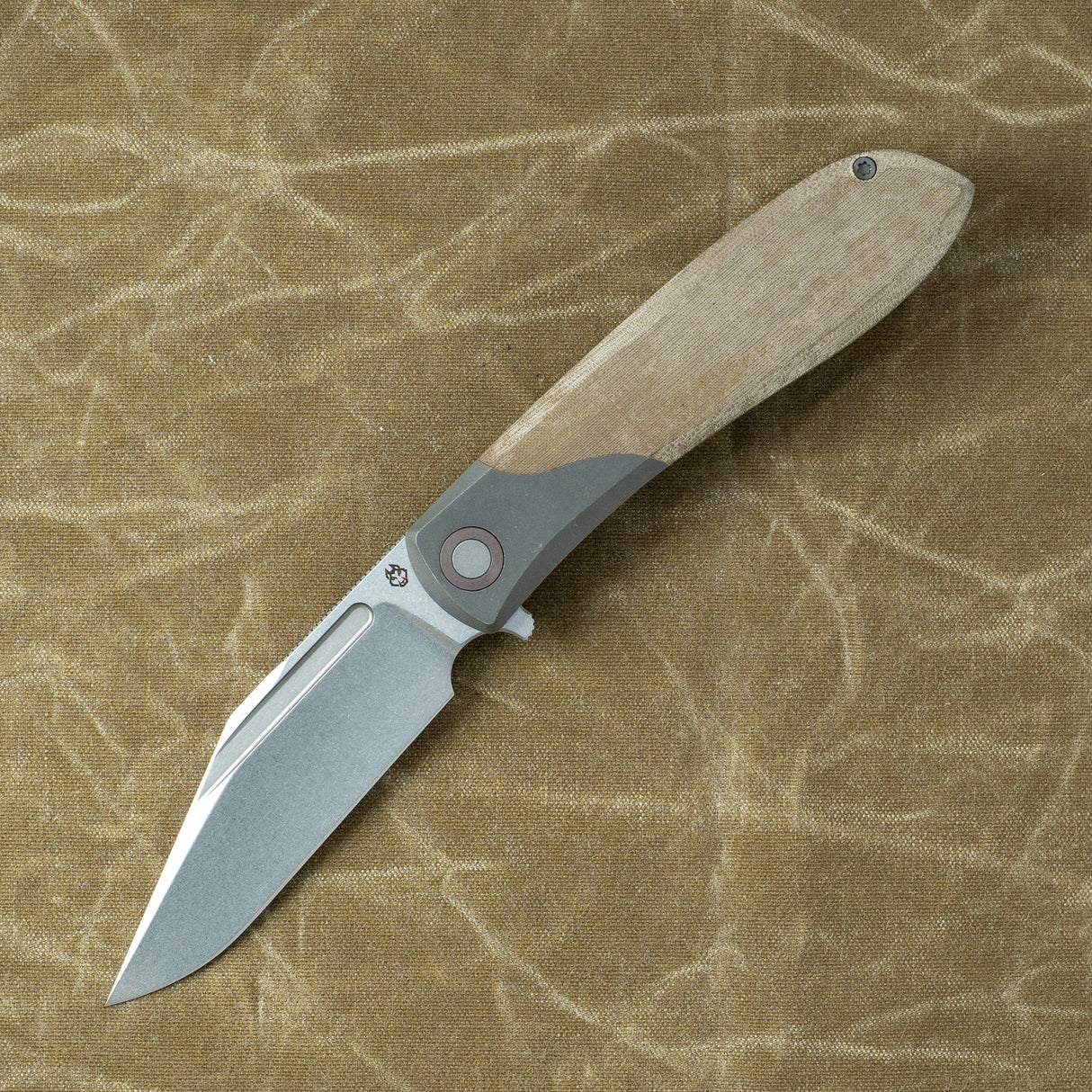 Scuffle Bolster Lock | Green Linen Micarta + Stonewash S90V