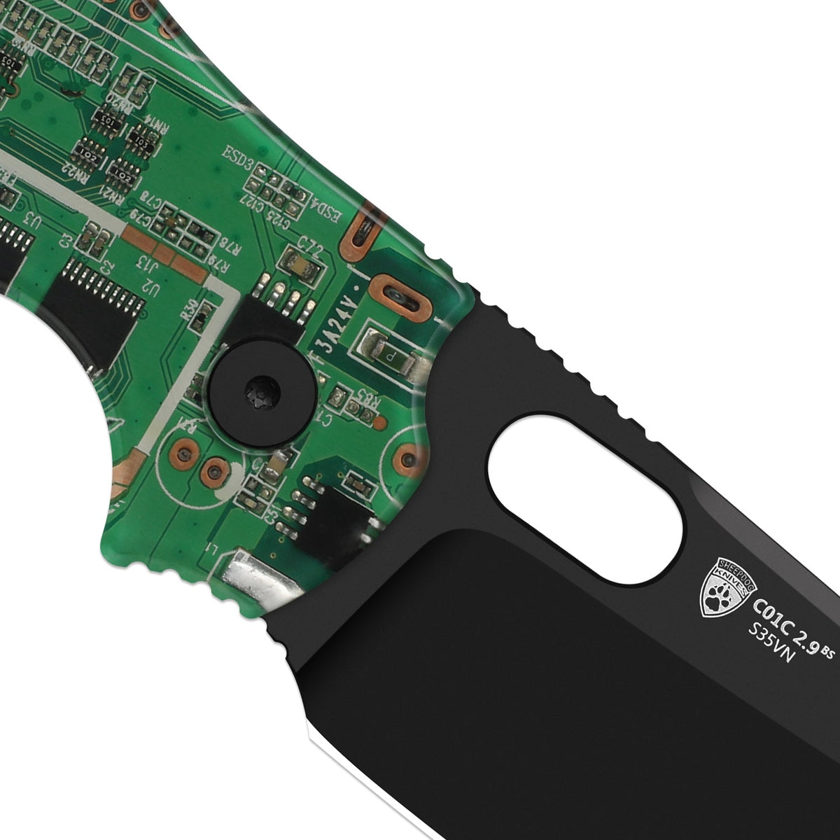 C01C 2.9 BS PCB | Green Resin + Black PVD S35VN