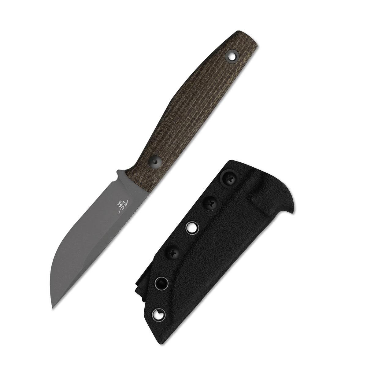 Dingo | Brown Burlap Micarta + Gray PVD Stonewash AEB-L