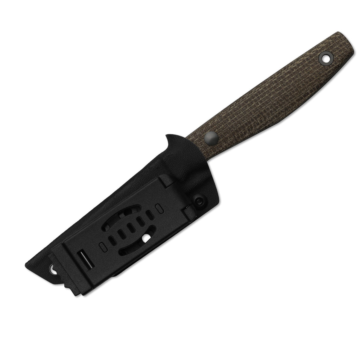 Dingo | Brown Burlap Micarta + Gray PVD Stonewash AEB-L