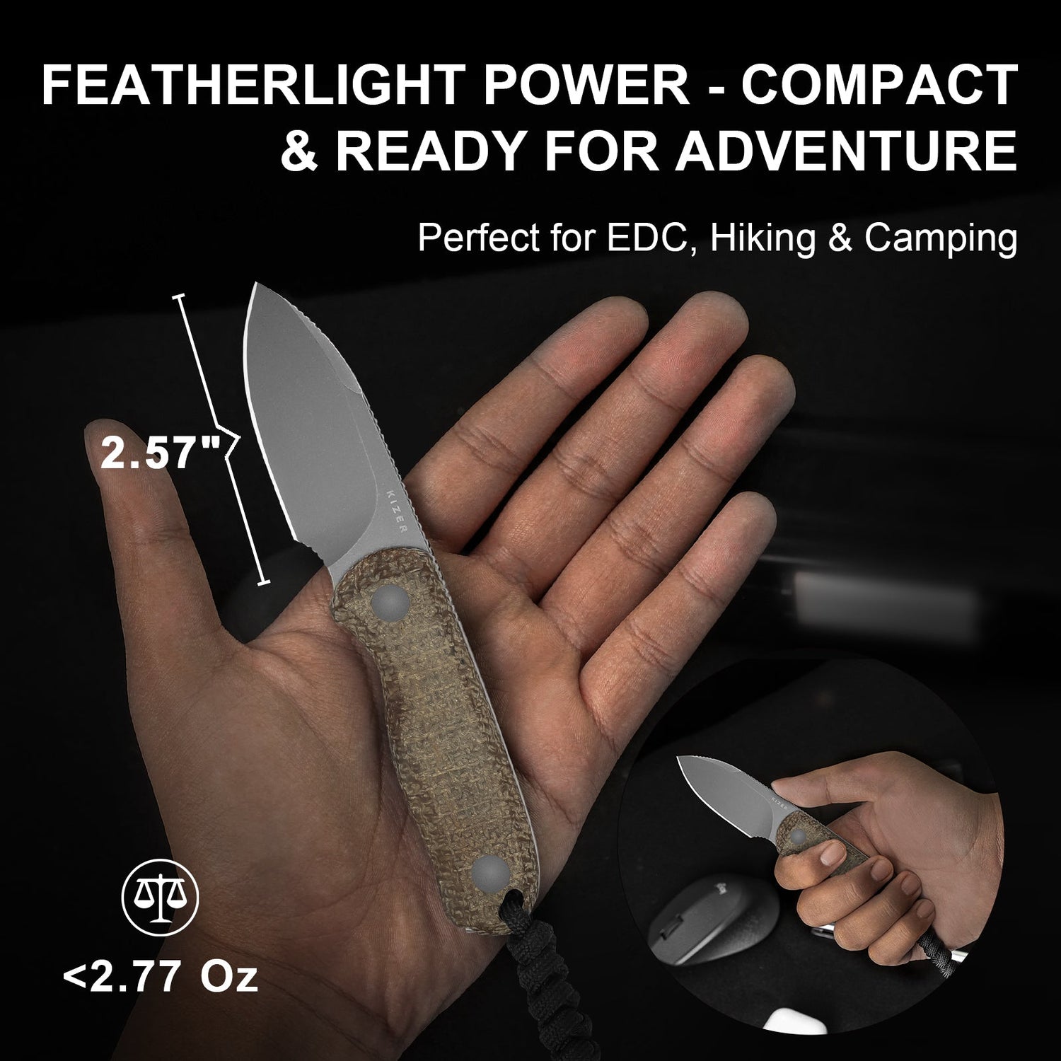 Drop Bear Fixed Blade | Drop Point 14C28N + Burlap Micarta