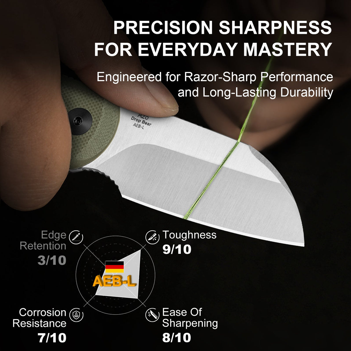 Drop Bear Fixed Blade |  Sheepsfoot AEB-L + Olive G10