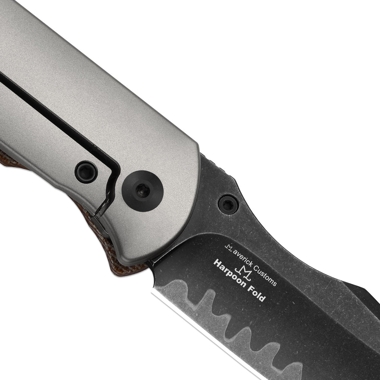 Harpoon Fold | Brown Norplex UltreX™ Micarta Grey Ti + Acid-Wash 3 Layer Steel