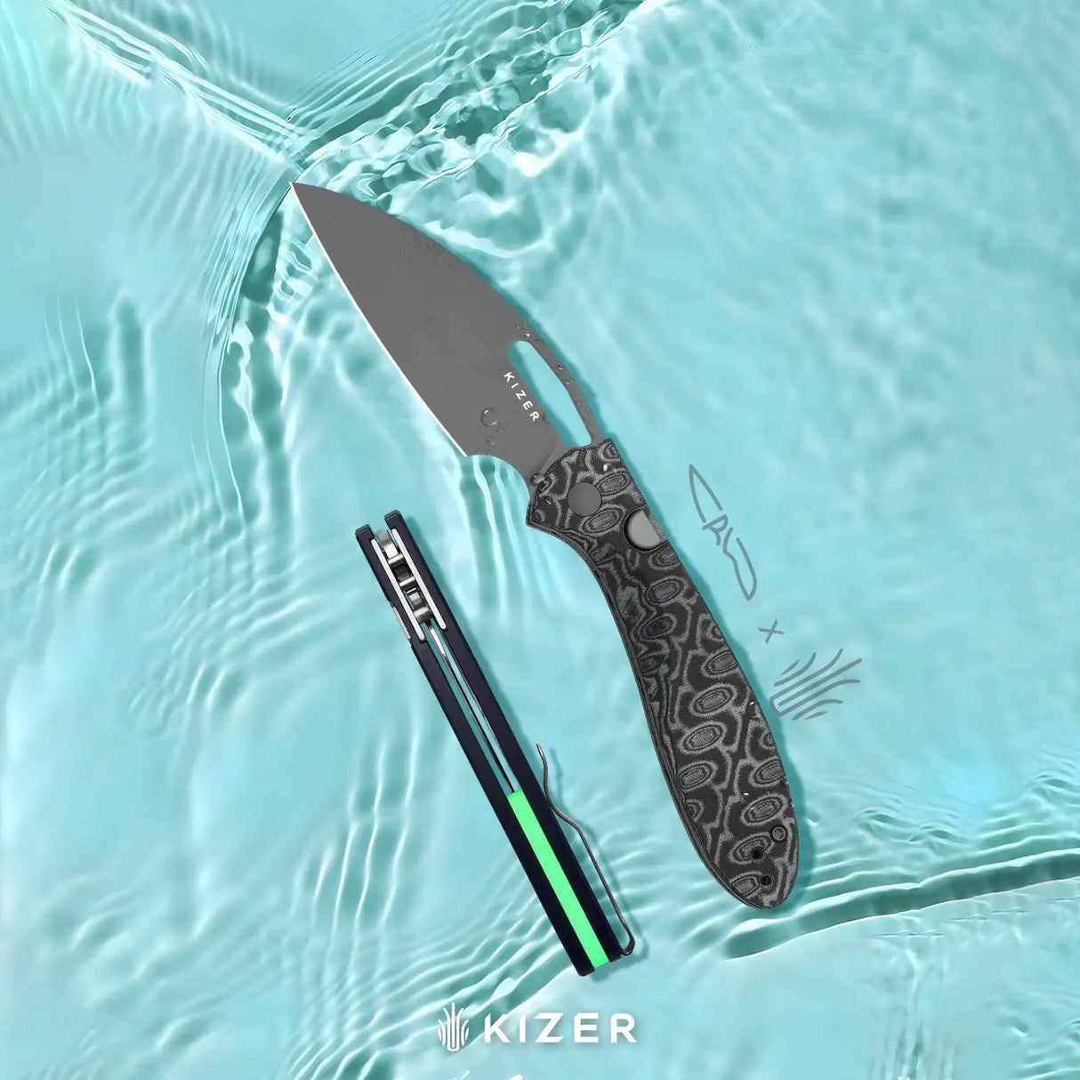 Masu | Black Vortex Micarta + Grey PVD 14C28N