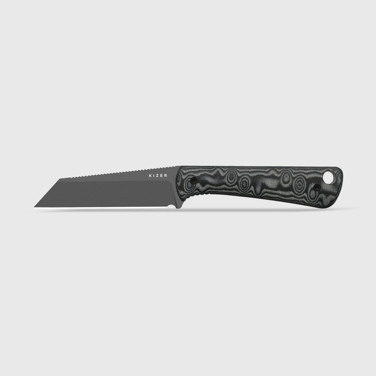 MiCrow | Black Vortex Micarta + Stonewash Gray PVD AEB-L