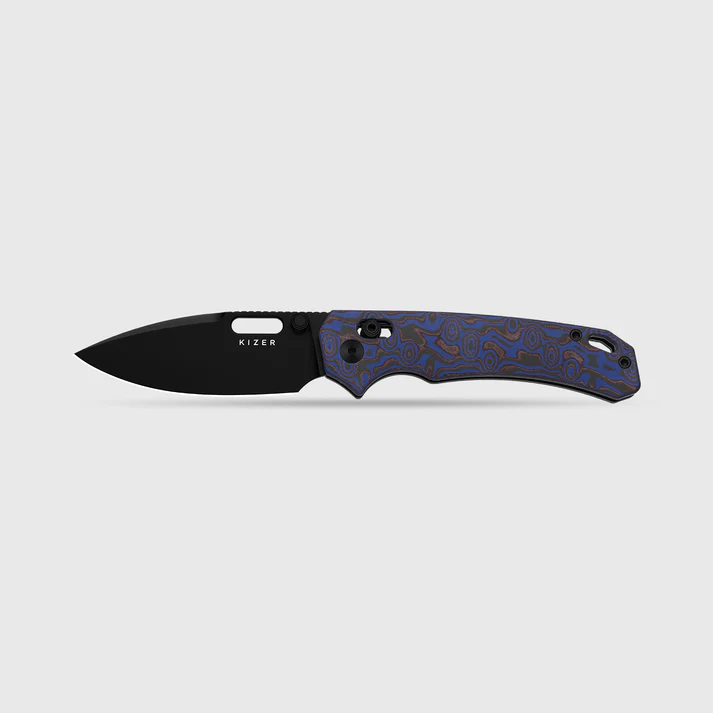 Outposter | Blue Vortex Micarta + Black PVD Nitro-V