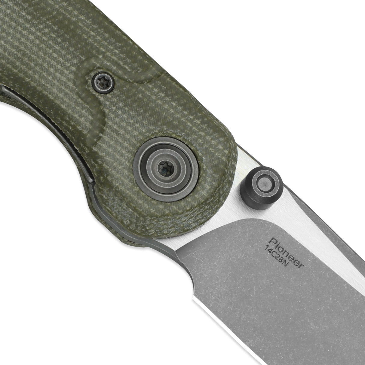 Pioneer | Green Micarta + Drop Point 14C28N