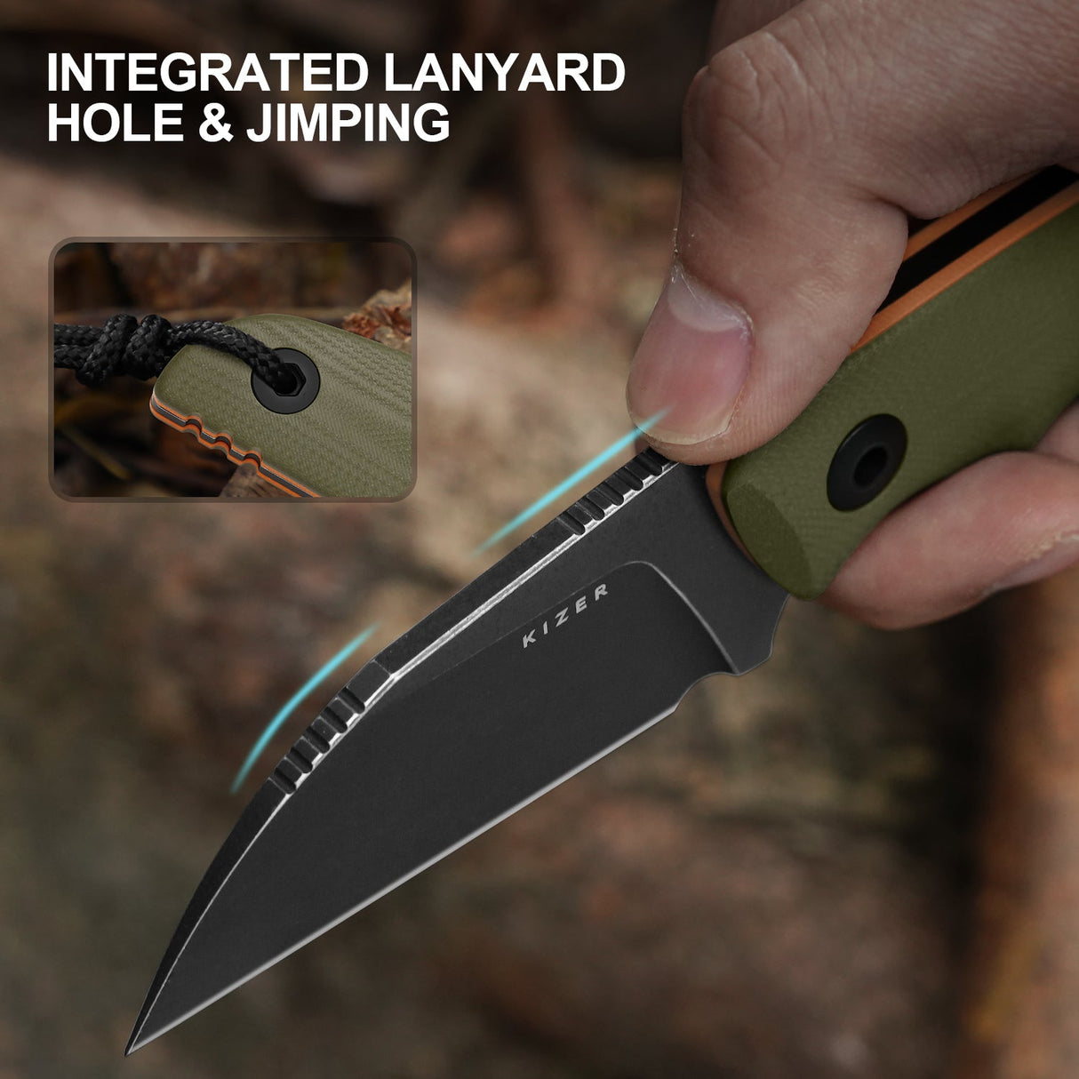 Snick | Green & Orange G10 + Blackwashed AEB-L