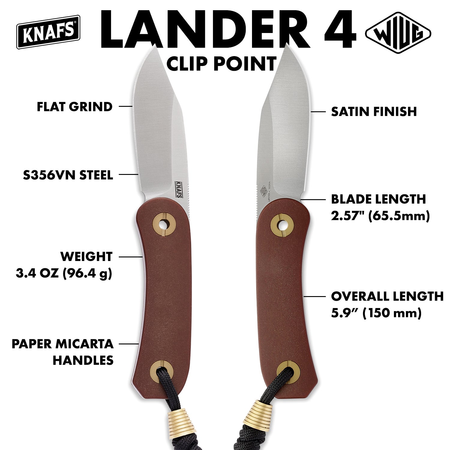 Lander 4 Fixed blade | Paper Micarta + Clip Point S35VN