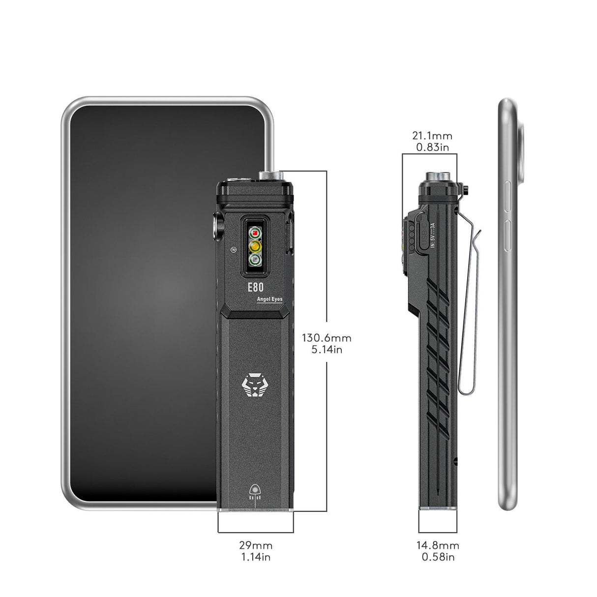 Angel Eyes E80 | Flat EDC Flashlight + Laser