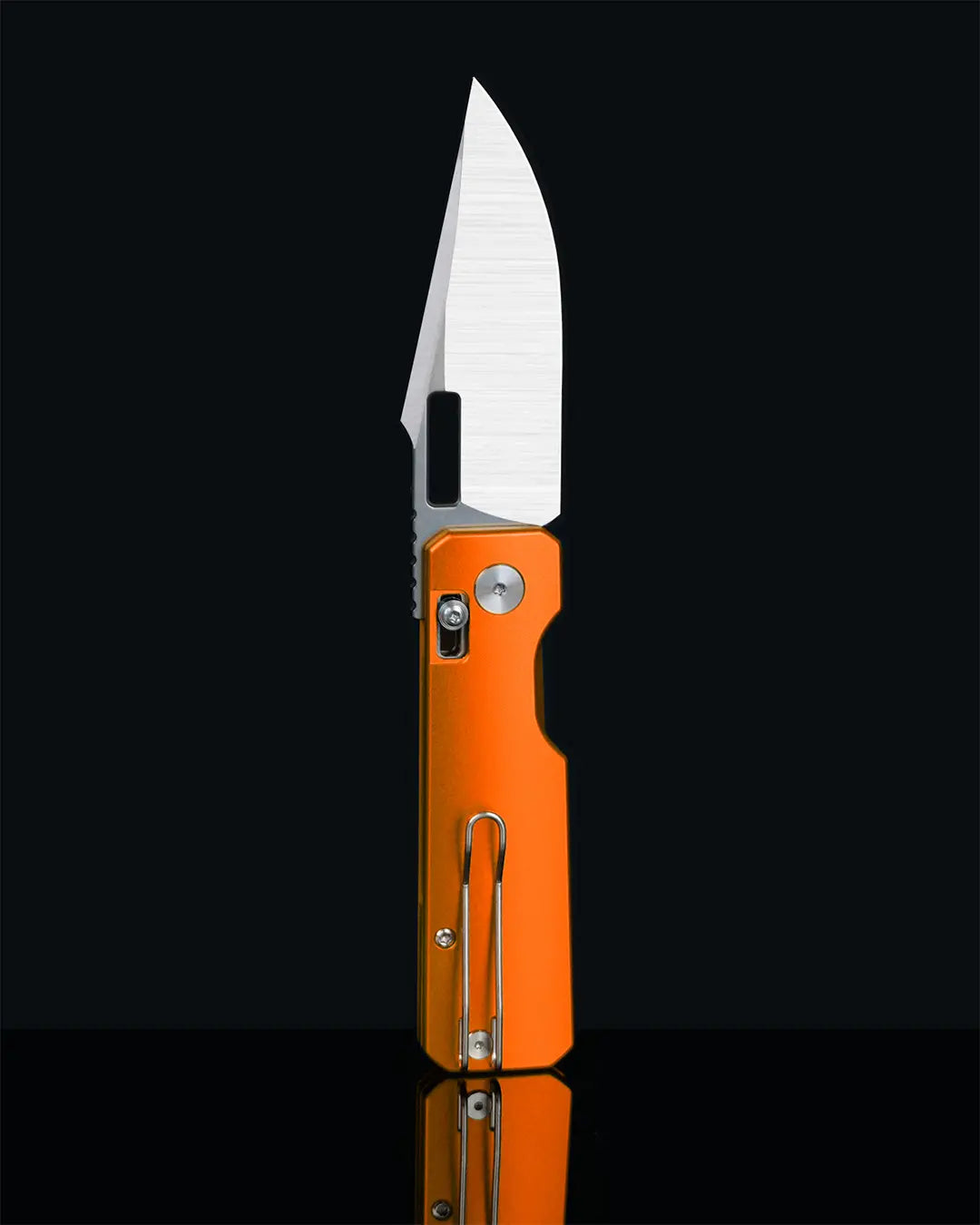 Aura Drop Point | Orange Aluminium + Machine Satin 14C28N