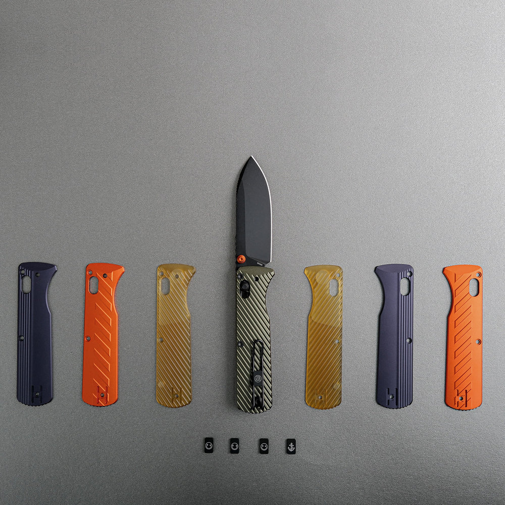 Vombat Handle Scales - Orange Aluminium