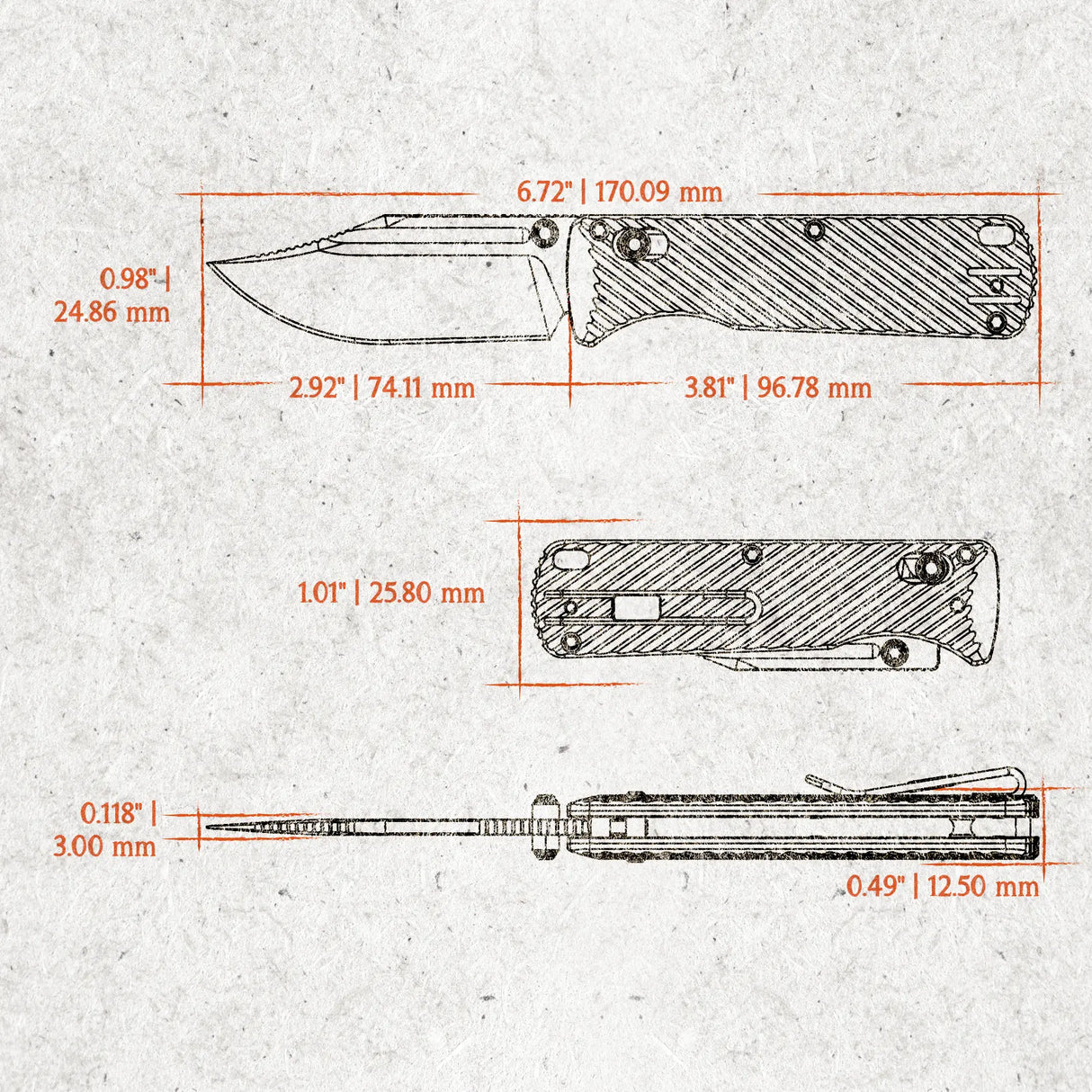 Vombat | Grey Aluminium + M390 Clip Point- A4101