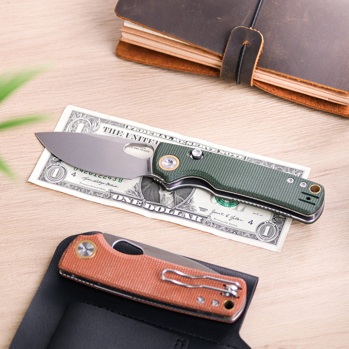 Porcupine | Green Micarta + Stonewash 14C28N - A2603