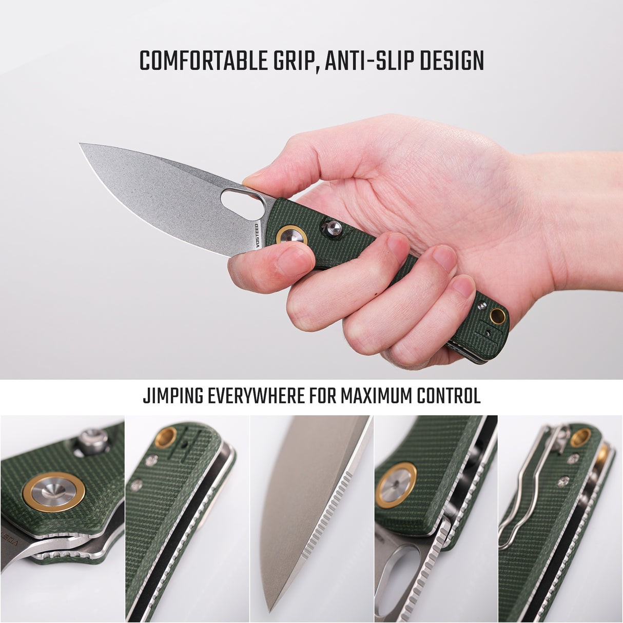 Porcupine | Green Micarta + Stonewash 14C28N - A2603