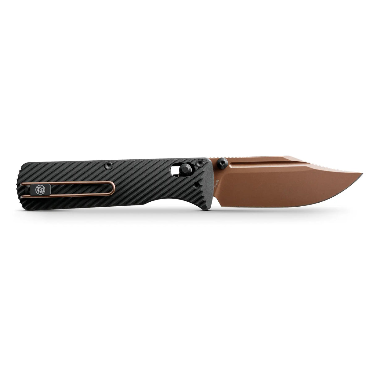 Vombat | Black Aluminium + Copper Dune M390 Clip Point - A4106