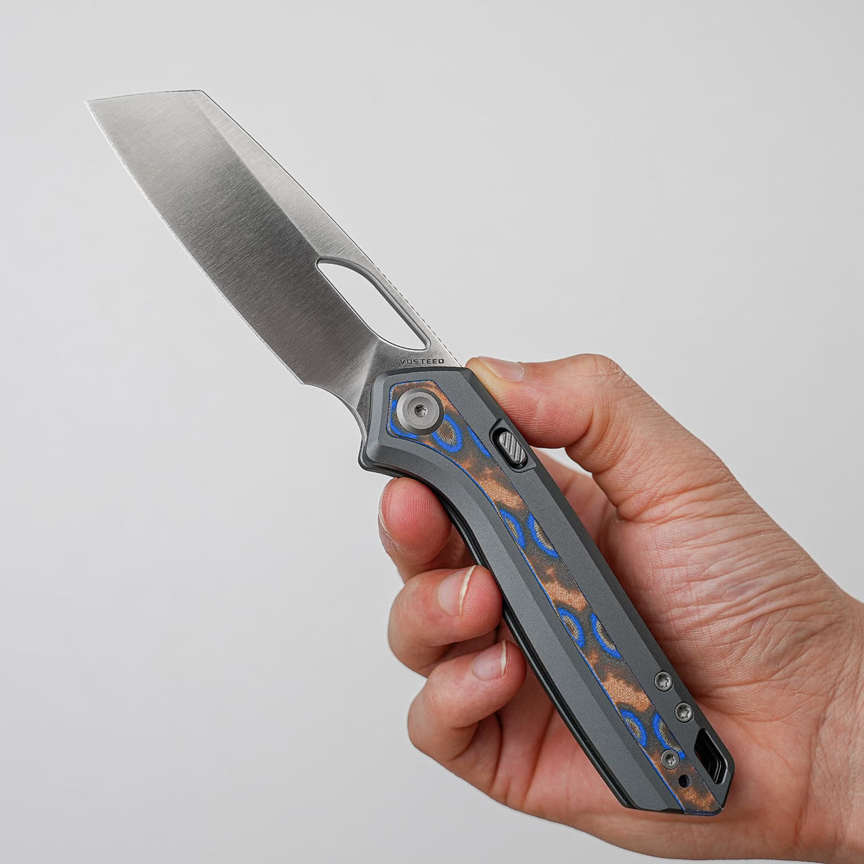 Kroc 329 | Grey Aluminium Ocean Micarta + Satin S35VN - A1813