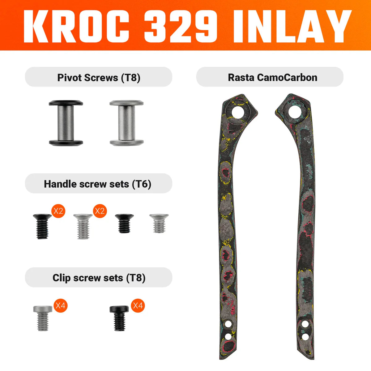 Kroc 329 Inlays | Rasta CamoCarbon - W0203