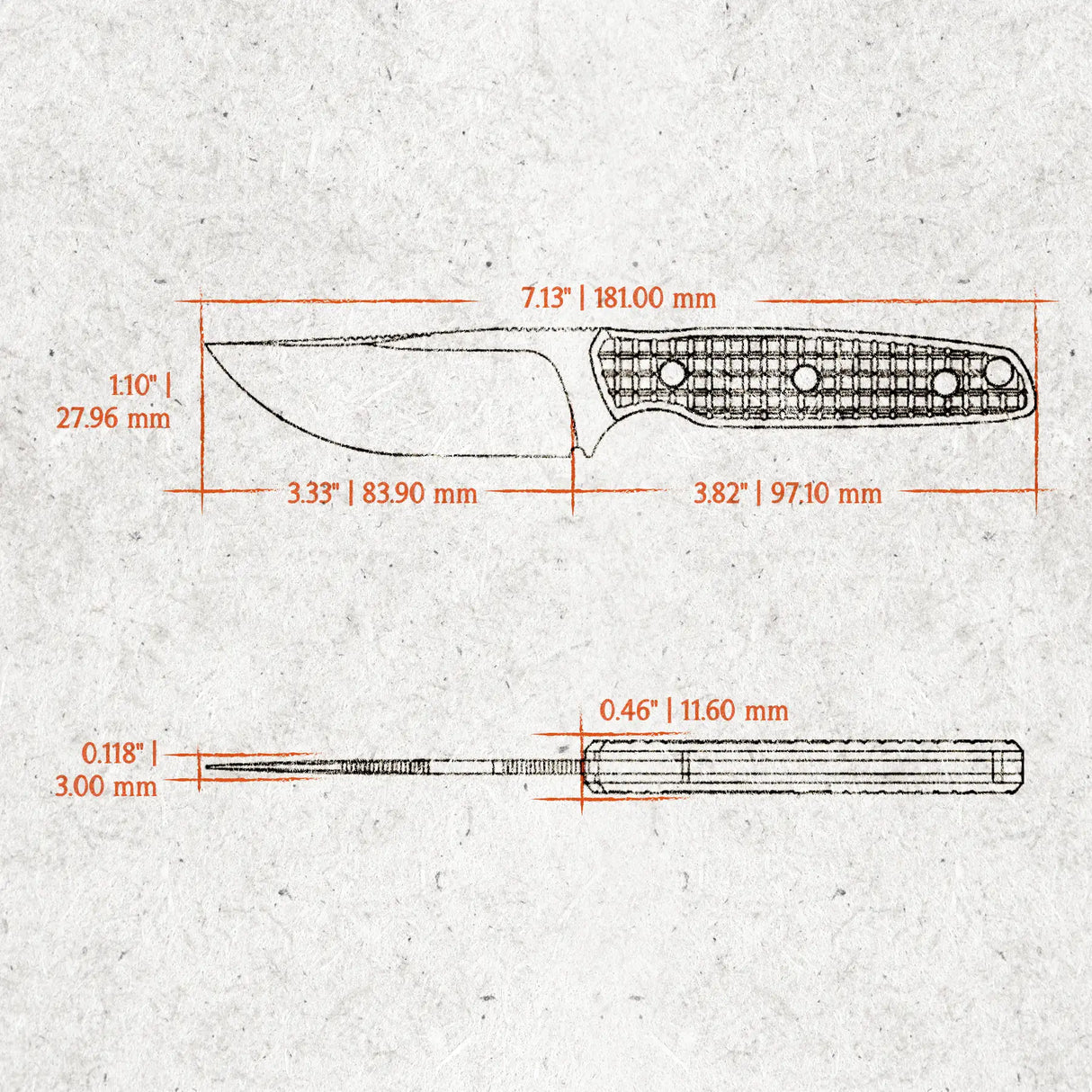 Mink - Fixed Blade | Black G10 + Copper Dune 14C28N - D0106