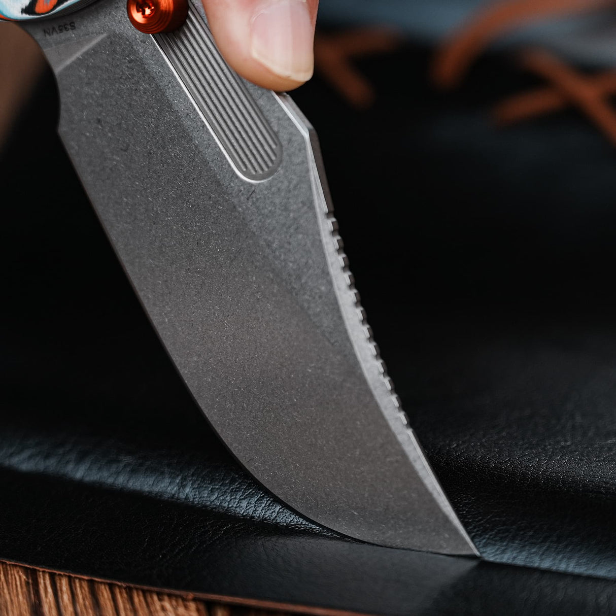 Naga | Coral Orbit Bamboo Micarta + Stonewash S35VN - A3907