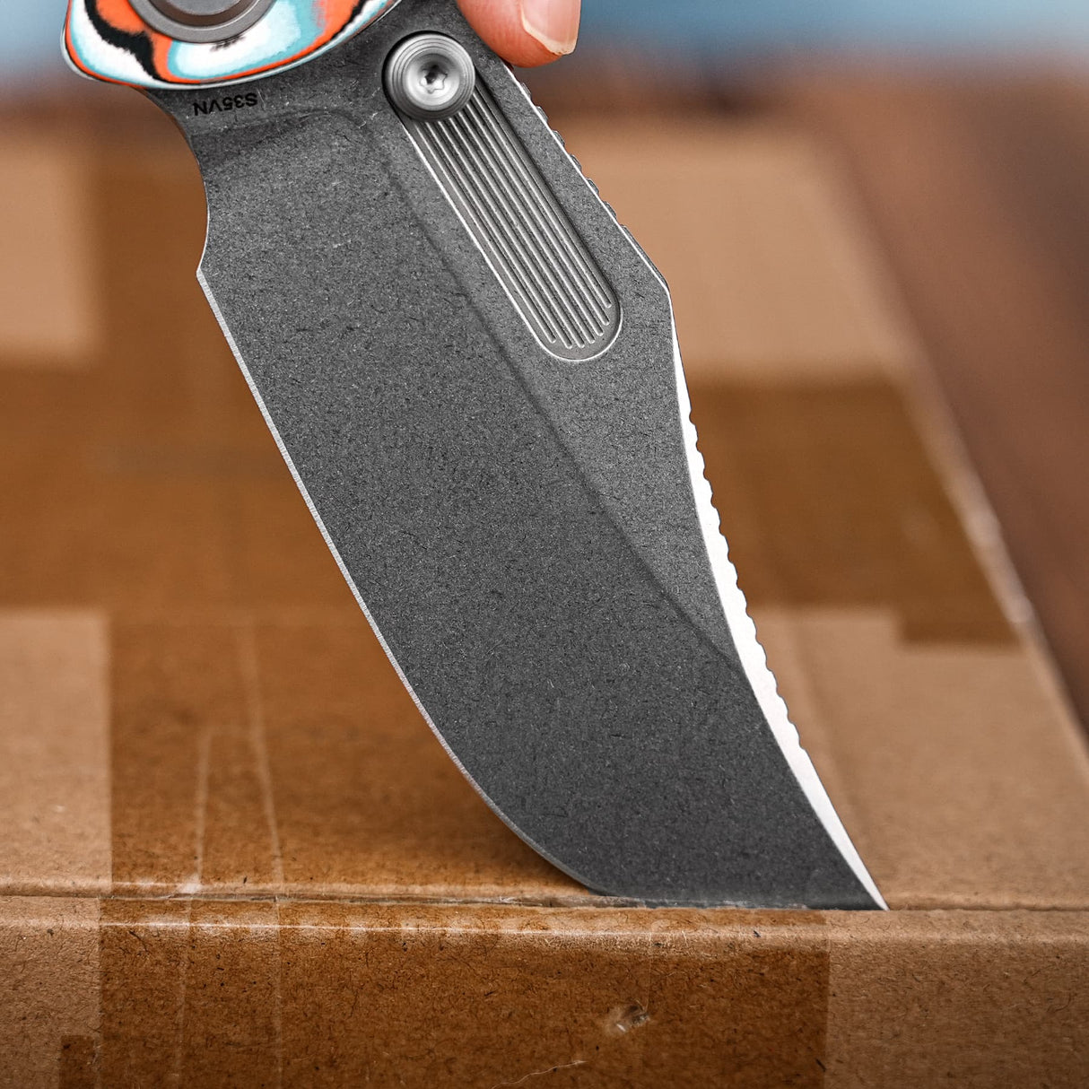 Naga | Canyon Current Bamboo Micarta + Stonewash S35VN - A3908