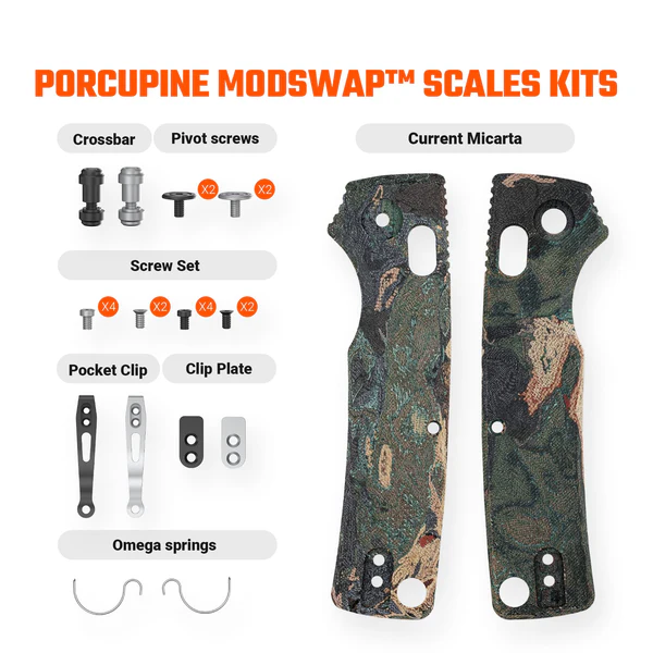 Porcupine ModSwap™ Handle Scales Kit | Green Canvas Rag Burl