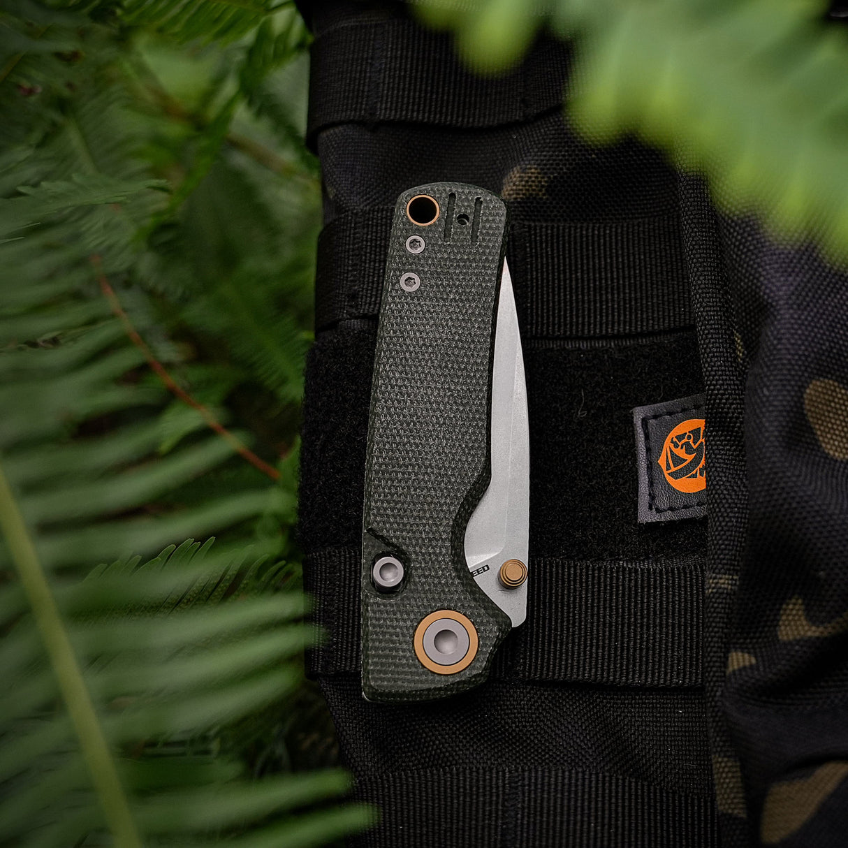 Porcupine Thumb Stud | Green Micarta + Stonewash 14C28N - A2611