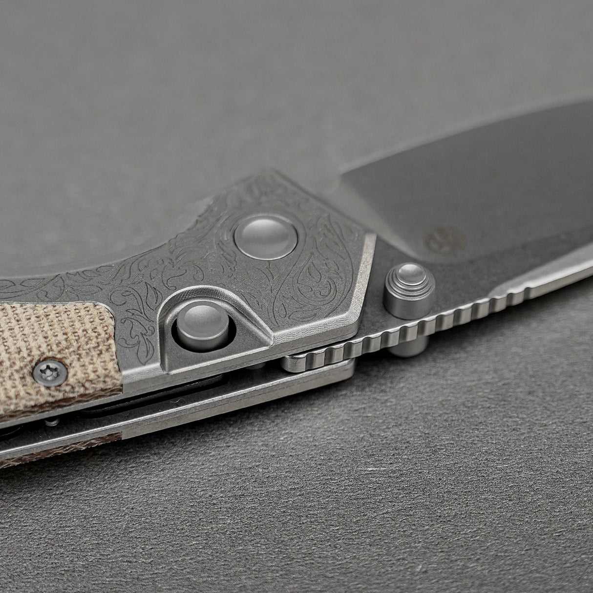 Psyop 299 | Natural Norplex UltreX Micarta™ Engraved Ti Bolster + Stonewash S35VN - A2232