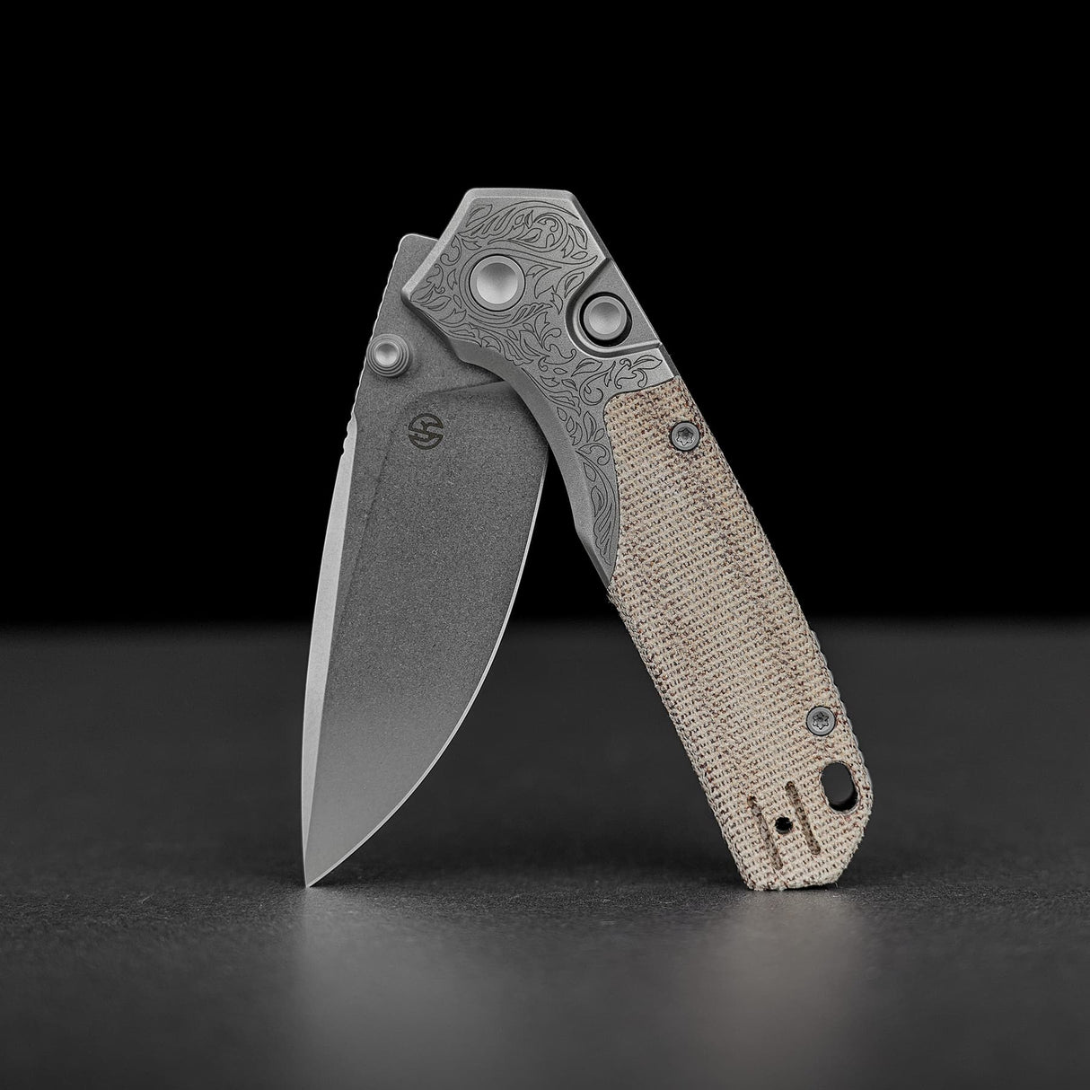 Psyop 299 | Natural Norplex UltreX Micarta™ Engraved Ti Bolster + Stonewash S35VN - A2232