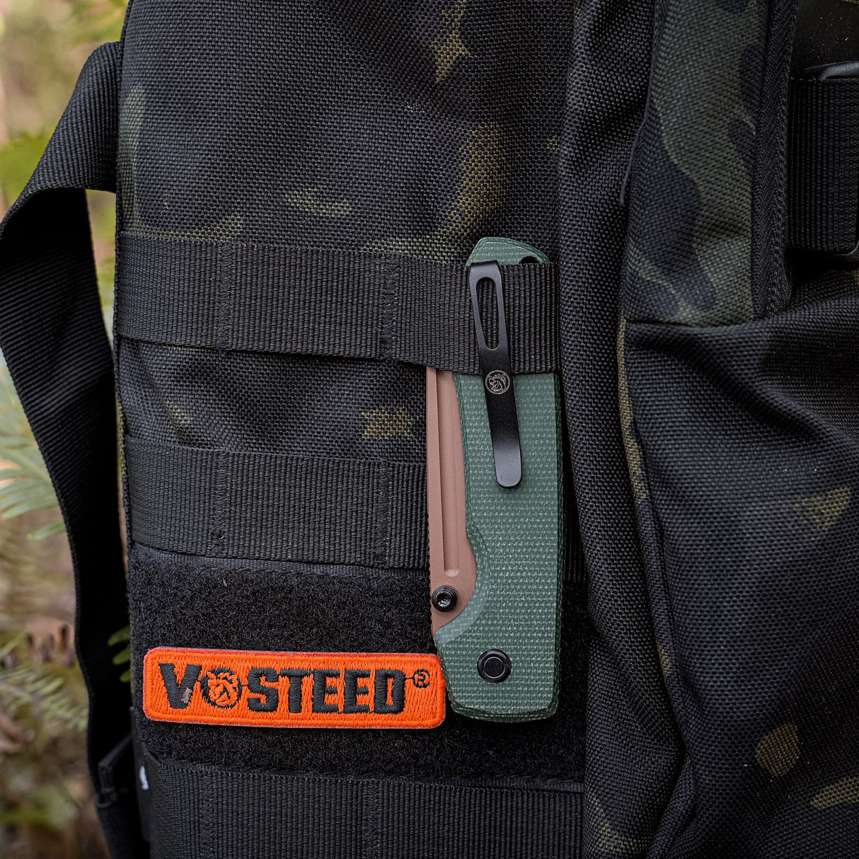 Raccoon 2.0 Top Liner Lock | Green Micarta + Copper Dune 14C28N Sheepsfoot - A2929