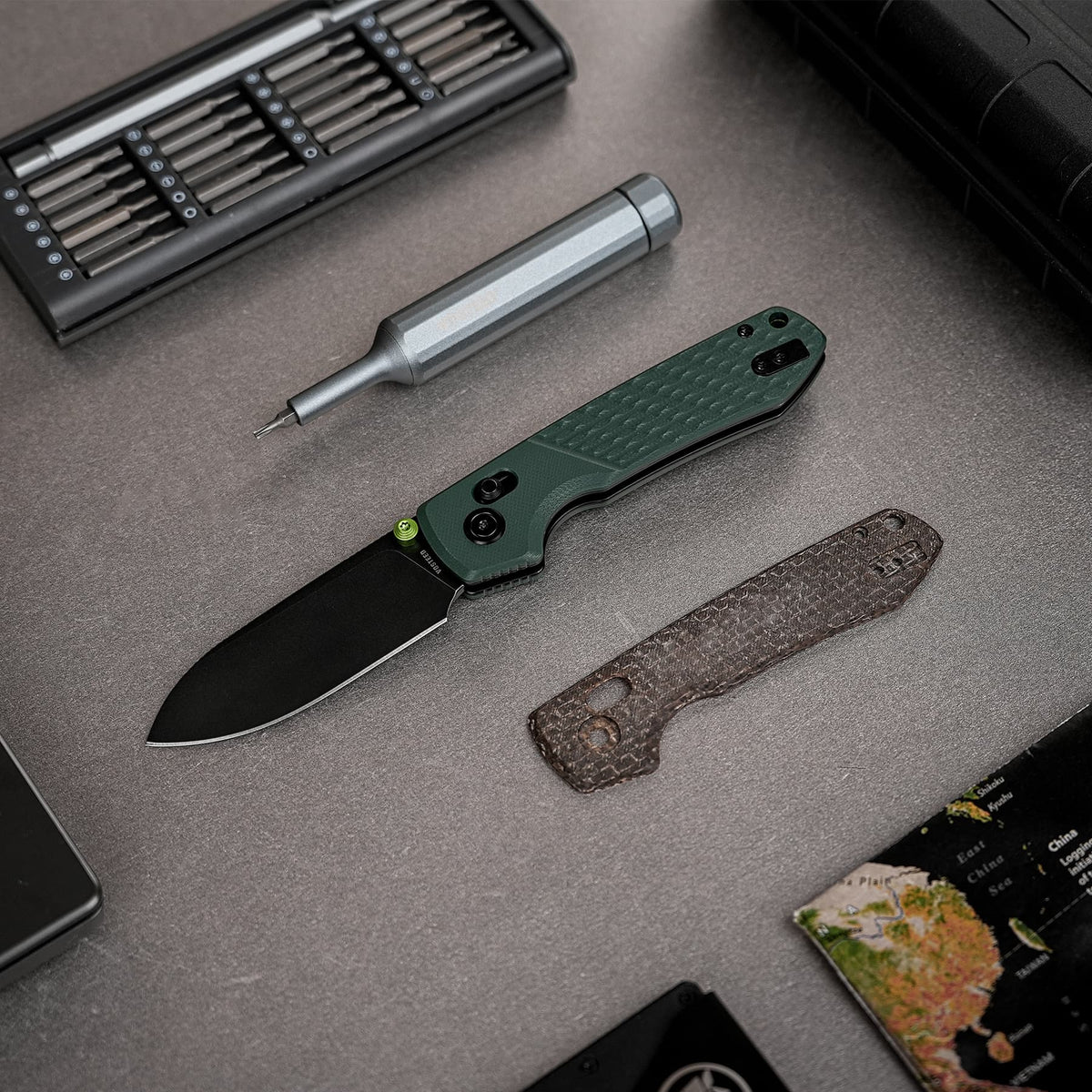Raccoon Crossbar 2.0 ModSwap™ | Green G10 + Blackwash Nitro-V - A4902