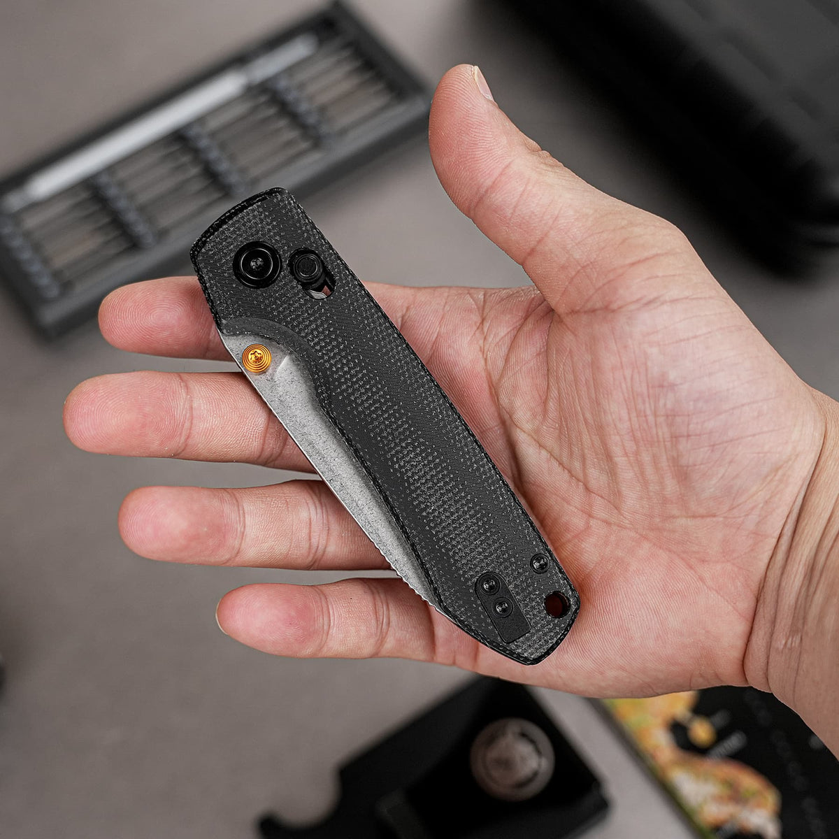 Raccoon Crossbar 2.0 ModSwap™ | Black Micarta + Stonewash Nitro-V - A4906