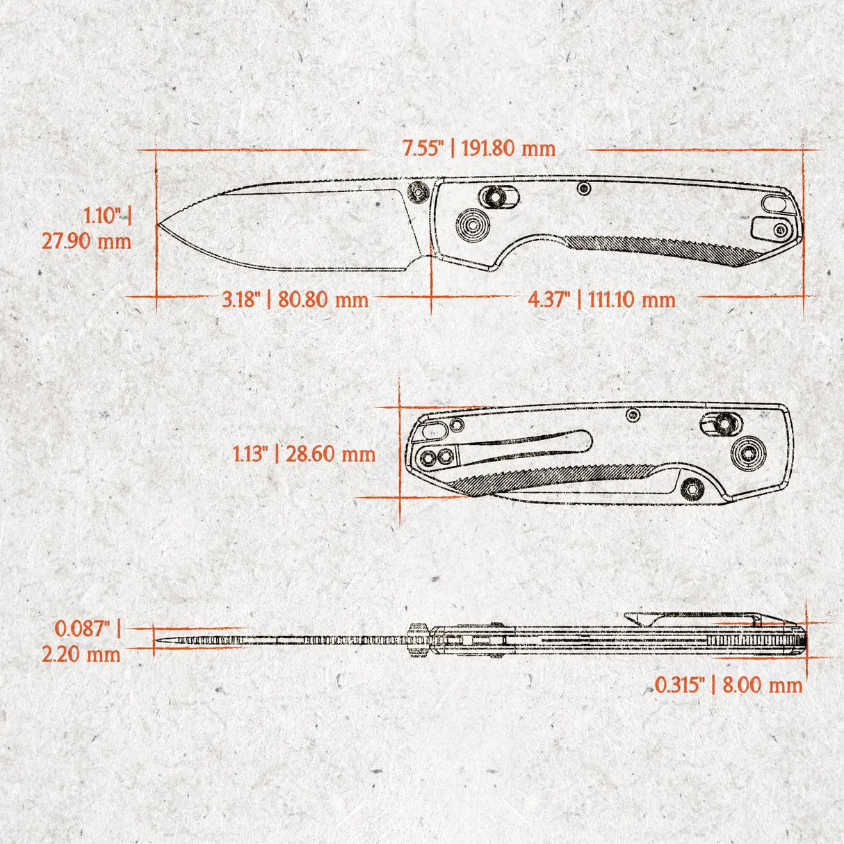 Raccoon TiSlim™ | Blue Ti + Stonewash 154CM