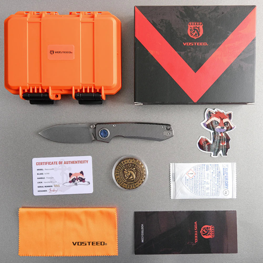 Raccoon V | Dim Grey Titanium + Stonewash Blade