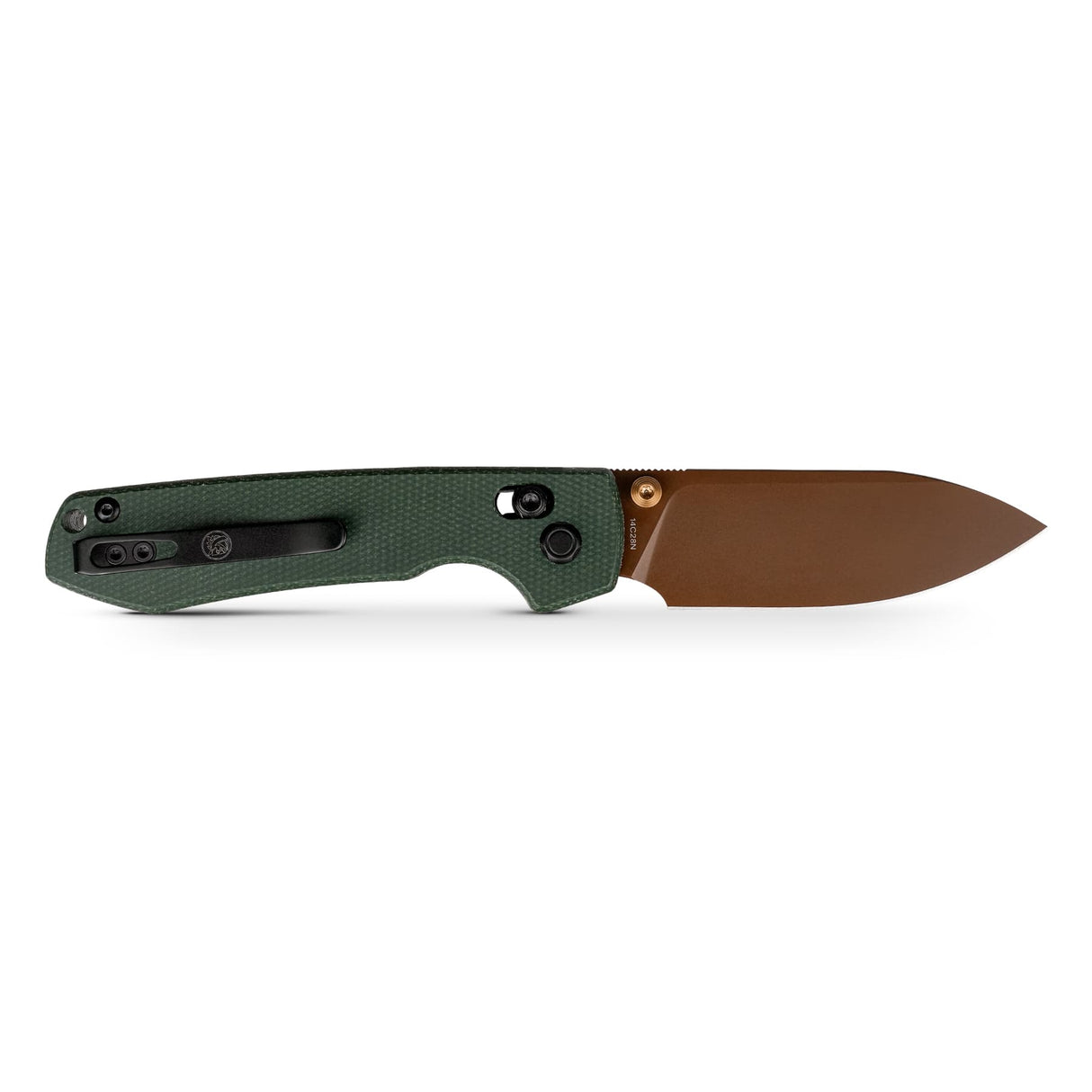 Raccoon - Crossbar Lock | Green Micarta + 14C28N Drop Point - A0540