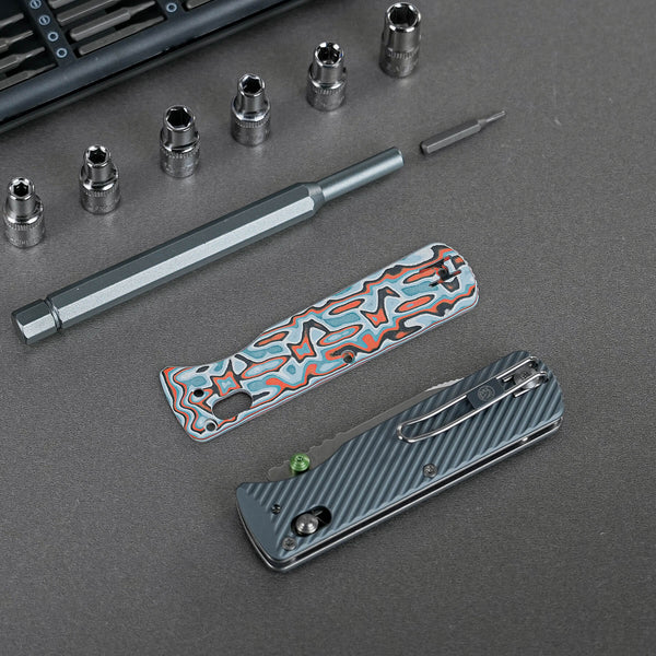 Vombat Handle Scales - Bamboo Micarta Canyon Current