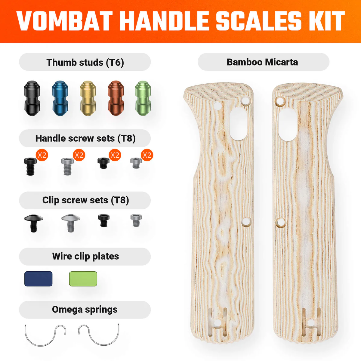 Vombat Handle Scales - Bamboo Micarta Sahara Drift