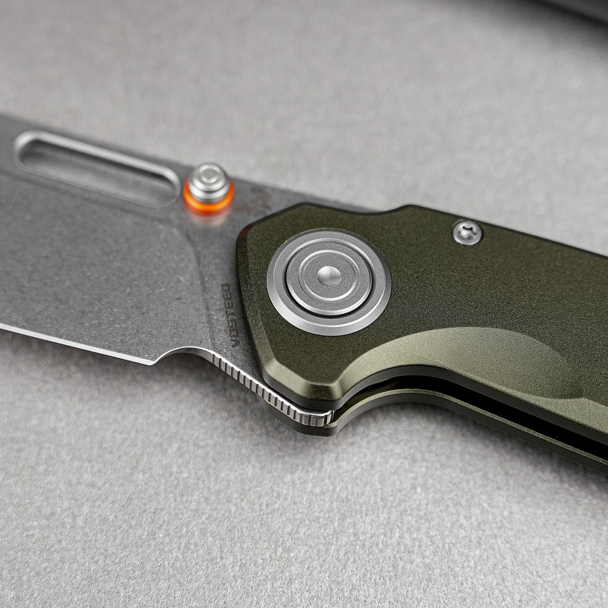 Zander - Vanchor Lock® | Olive Green Aluminium + Stonewash S35VN - A4602