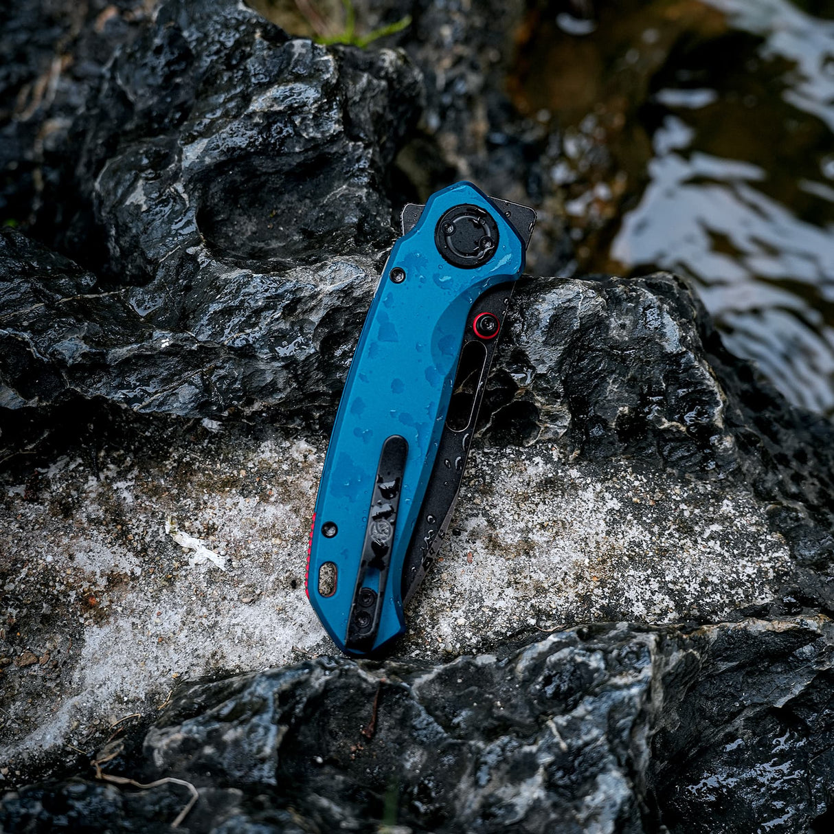 Zander - Vanchor Lock® | Steel Blue Aluminium + Blackwash S35VN - A4603