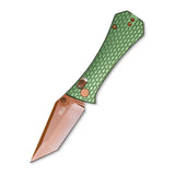 Coffin Tanto Deadhead Crossbar | Green Aluminium + Rose PVD 14C28N
