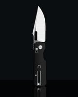 Aura Drop Point | Black Aluminium + Machine Satin 14C28N