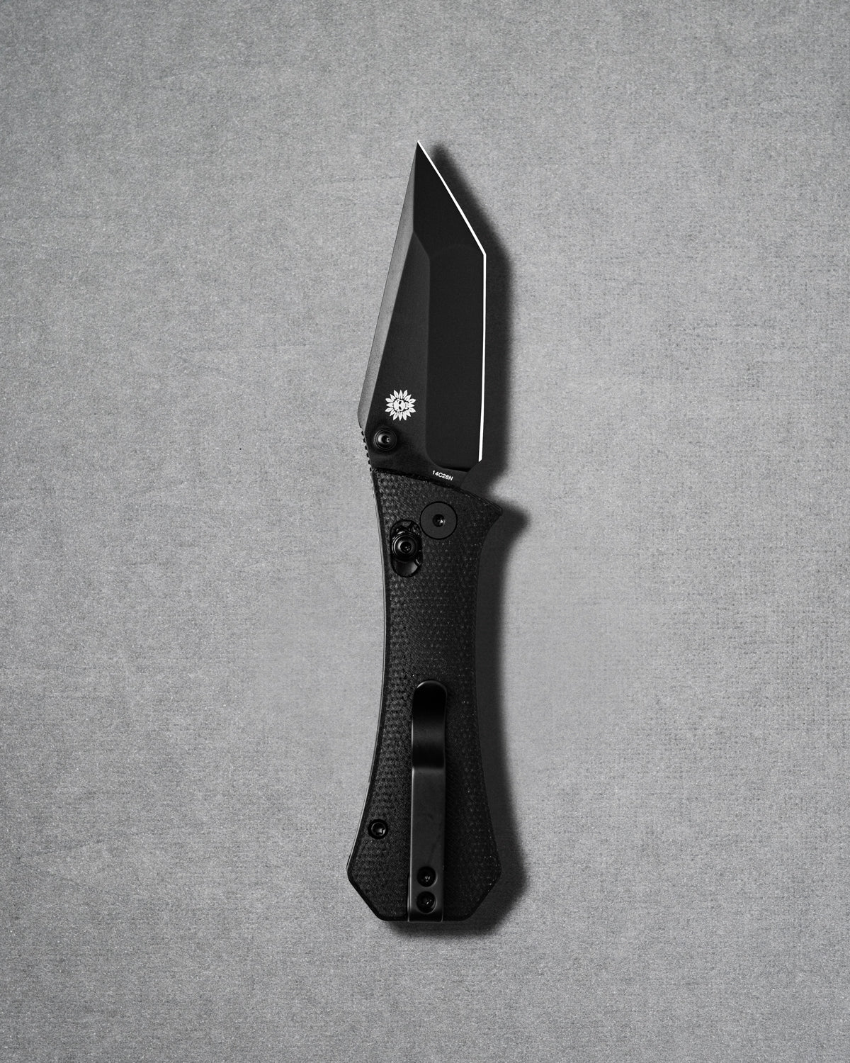 Coffin Tanto Deadhead Crossbar | Black Micarta + Black 14C28N