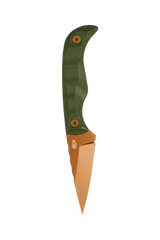 Karl Jr Deadhead Fixed | Green Micarta + Rose Gold PVD 14C28N