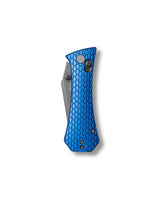 Coffin Tanto Deadhead  Crossbar | Blue Aluminium + Smoke PVD 14C28N